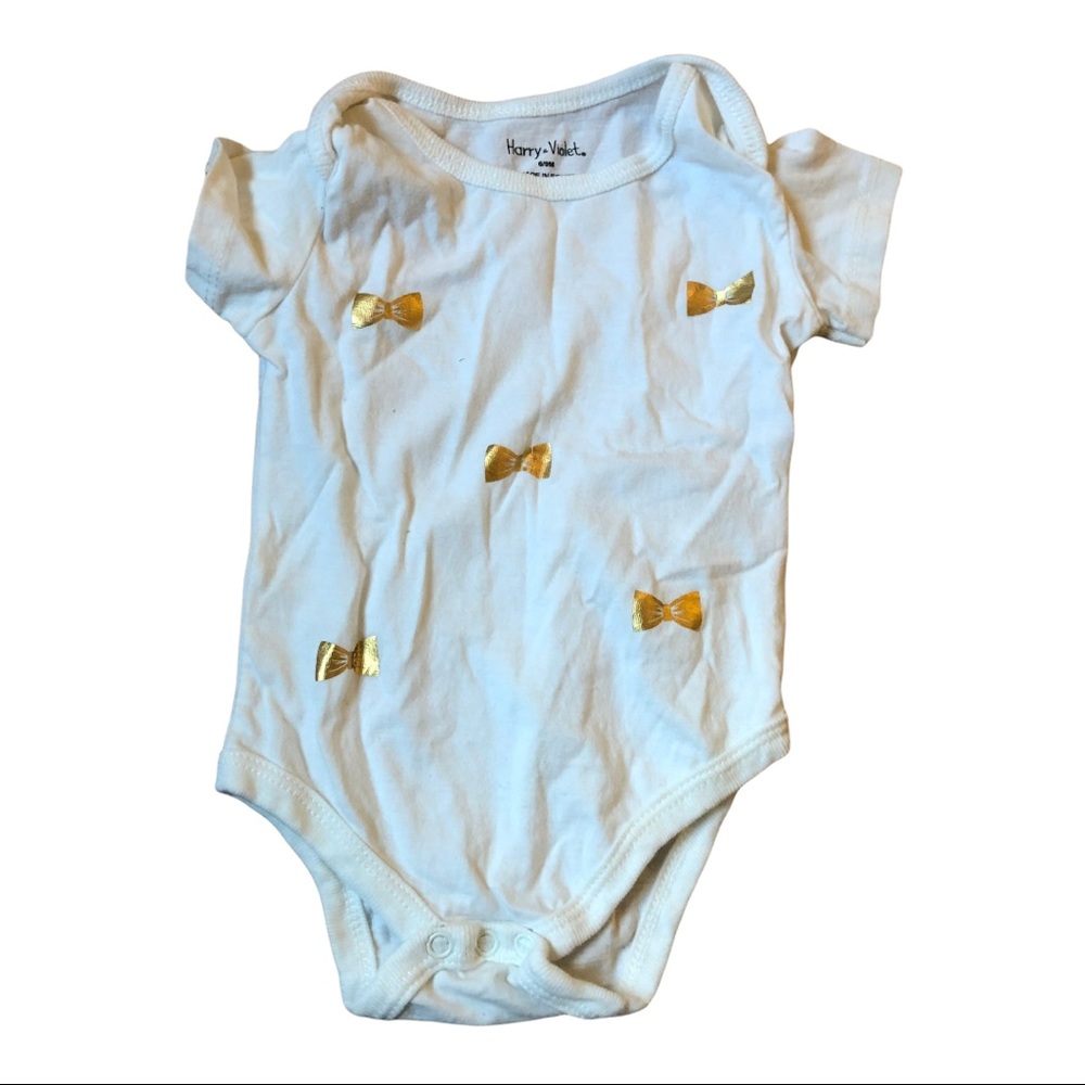 Harry and Violet gold metallic bow onesie size 6-9 months